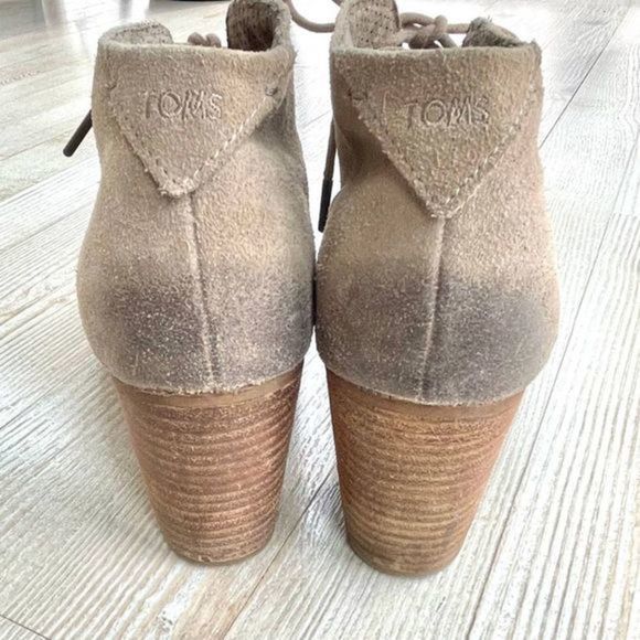 Toms Lunata Burnished Suede Lace Up Ankle Boots | Desert Taupe Size 8.5 - Picture 6 of 7
